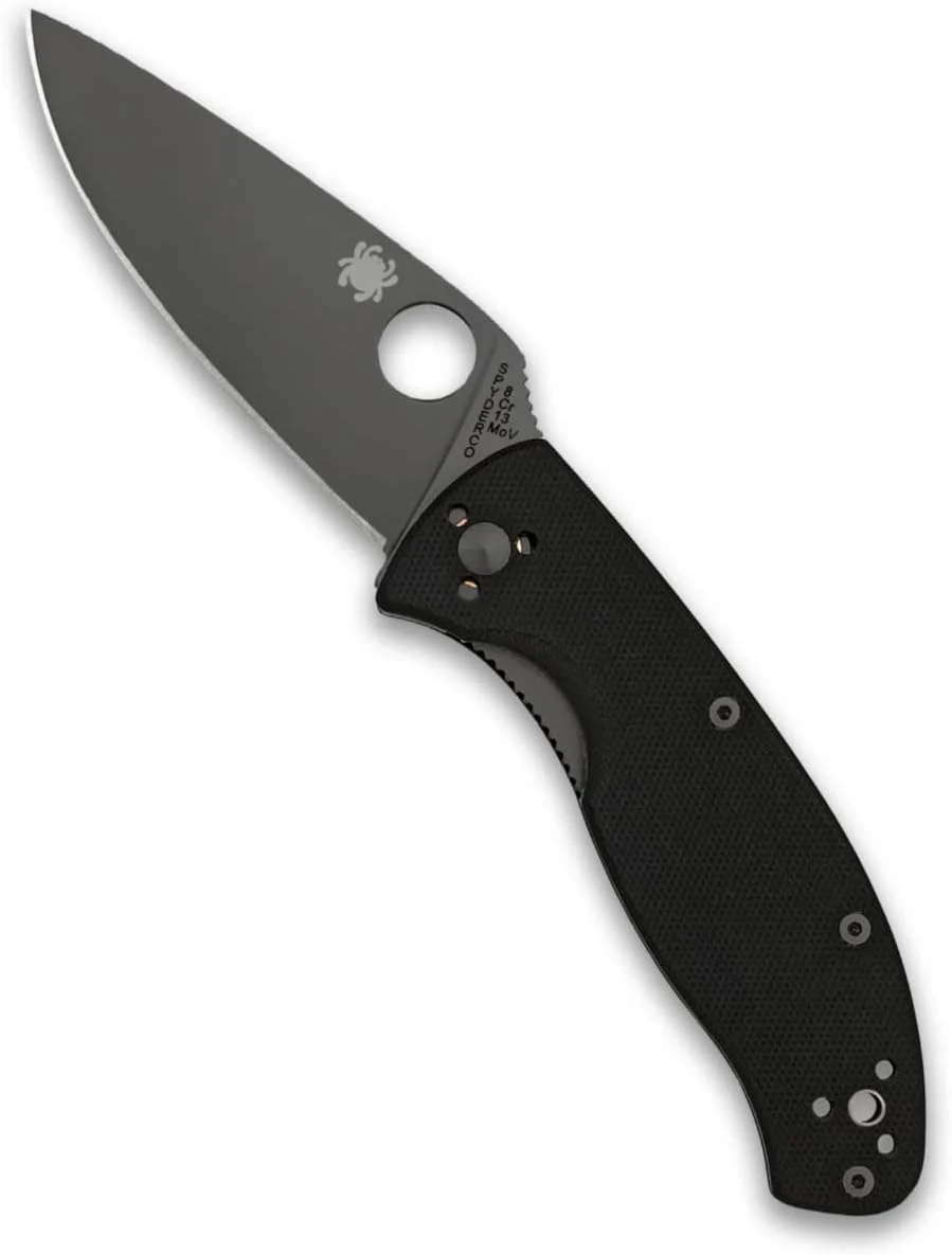 Spyderco Tenacious Folding Utility Pocket Knife with 3.39″ Black Stainless Steel Blade and Durable G-10 Handle – Everyday Carry – PlainEdge – C122GBBKP