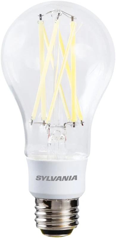 Sylvania 40770 LED Bulb, 3-Way, A21 Lamp, 100 W Equivalent, E26 Medium Lamp Base, Dimmable, Clear, Daylight