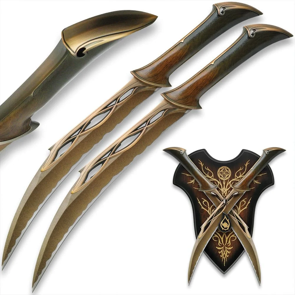Tauriel’s Twin Daggers | Stainless Steel Blades | Cast Metal Handles | Wall Mount Display | Certificate of Authenticity