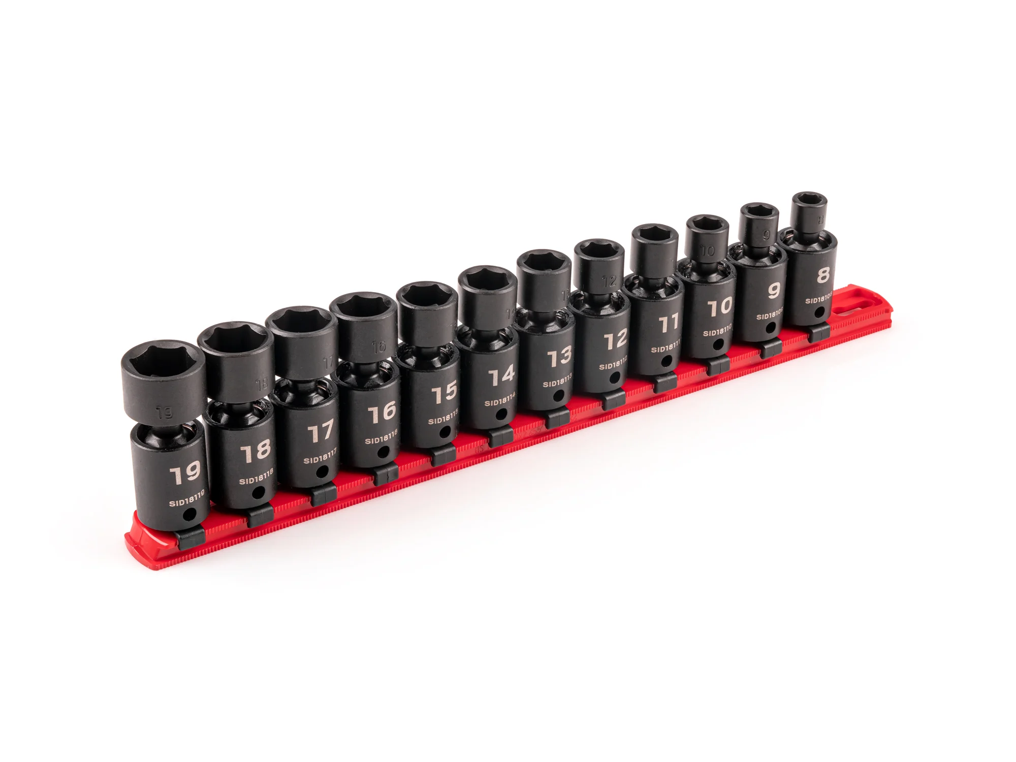 Universal Joint Impact Socket Set with Rail (12-Piece)