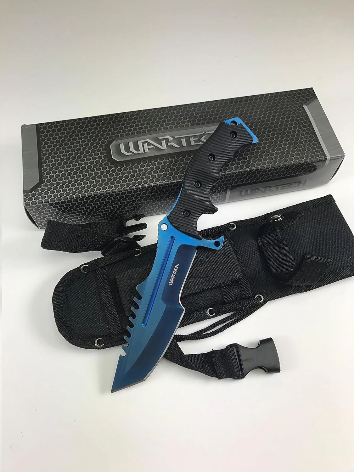 Wartech HWT202 Series Fixed Blade Tactical Knife, Tanto Blade, 11-Inch Overall (HWT202BL)