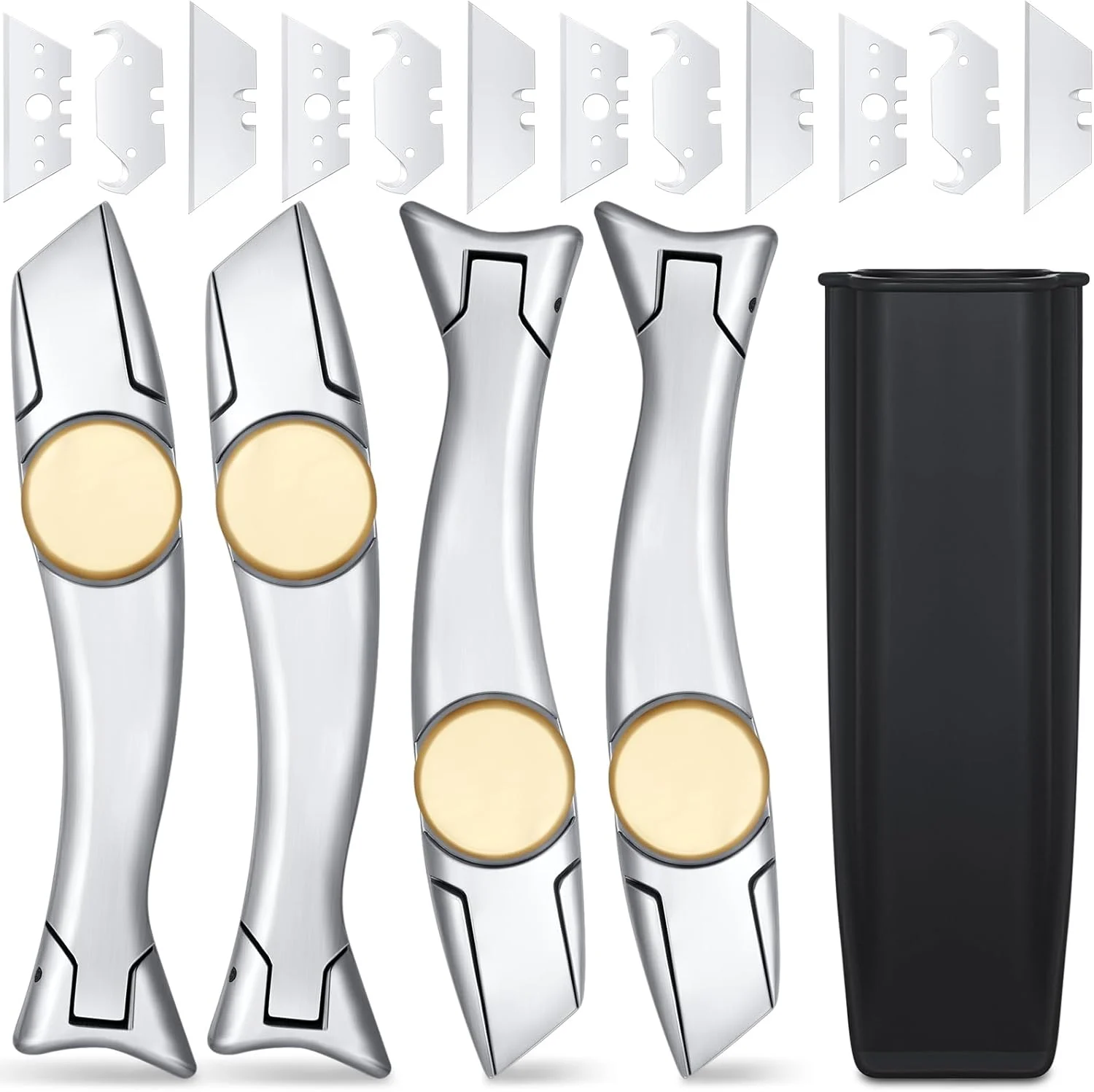 WILLBOND 4 Sets Heavy Duty Roofing Shark Vinyl Knife with 12 Pcs Utility Knife Blades Replacement Roofing Tools Carpet Blade Cutter for Indoor Outdoor