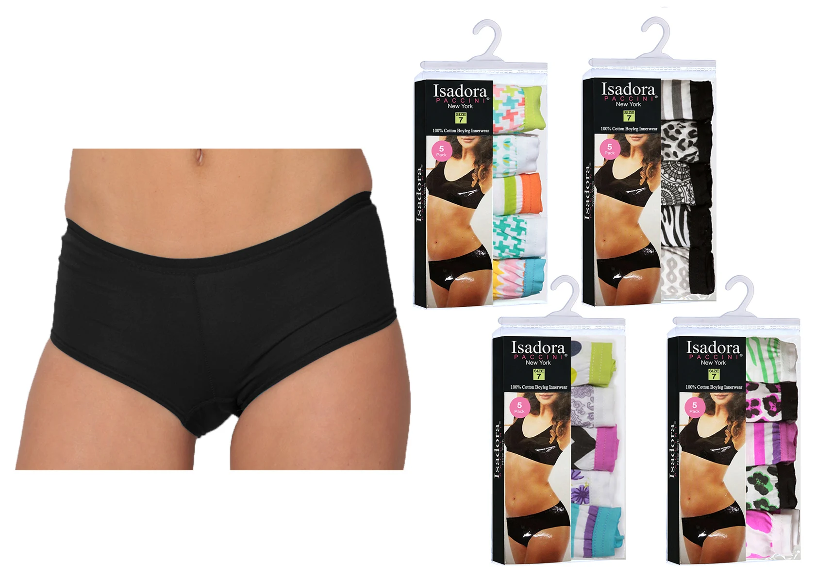 Women's Boy Leg Panties - Assorted Prints - 5-Packs - Size 5-7
