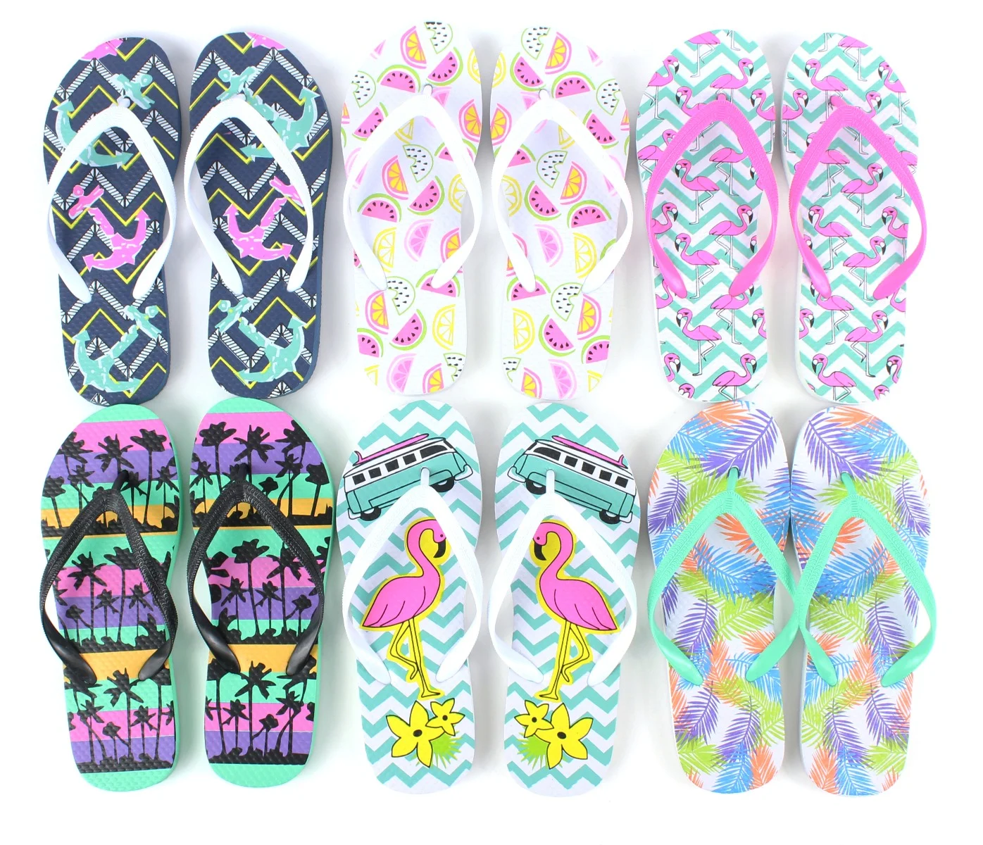 Women's Flip Flops - Miami Beach Deco Prints