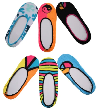 Women's No-Show Ped Sock Footliners - Rainbow Peace Prints - Size 9-11 - 3-Pair Packs