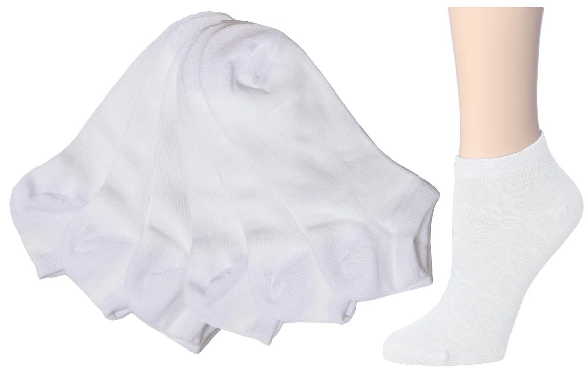 Women's White Low Cut Socks - Size 9-11 - 6-Pair Packs