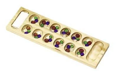Wooden Mancala Rock Stone Game Set Kit