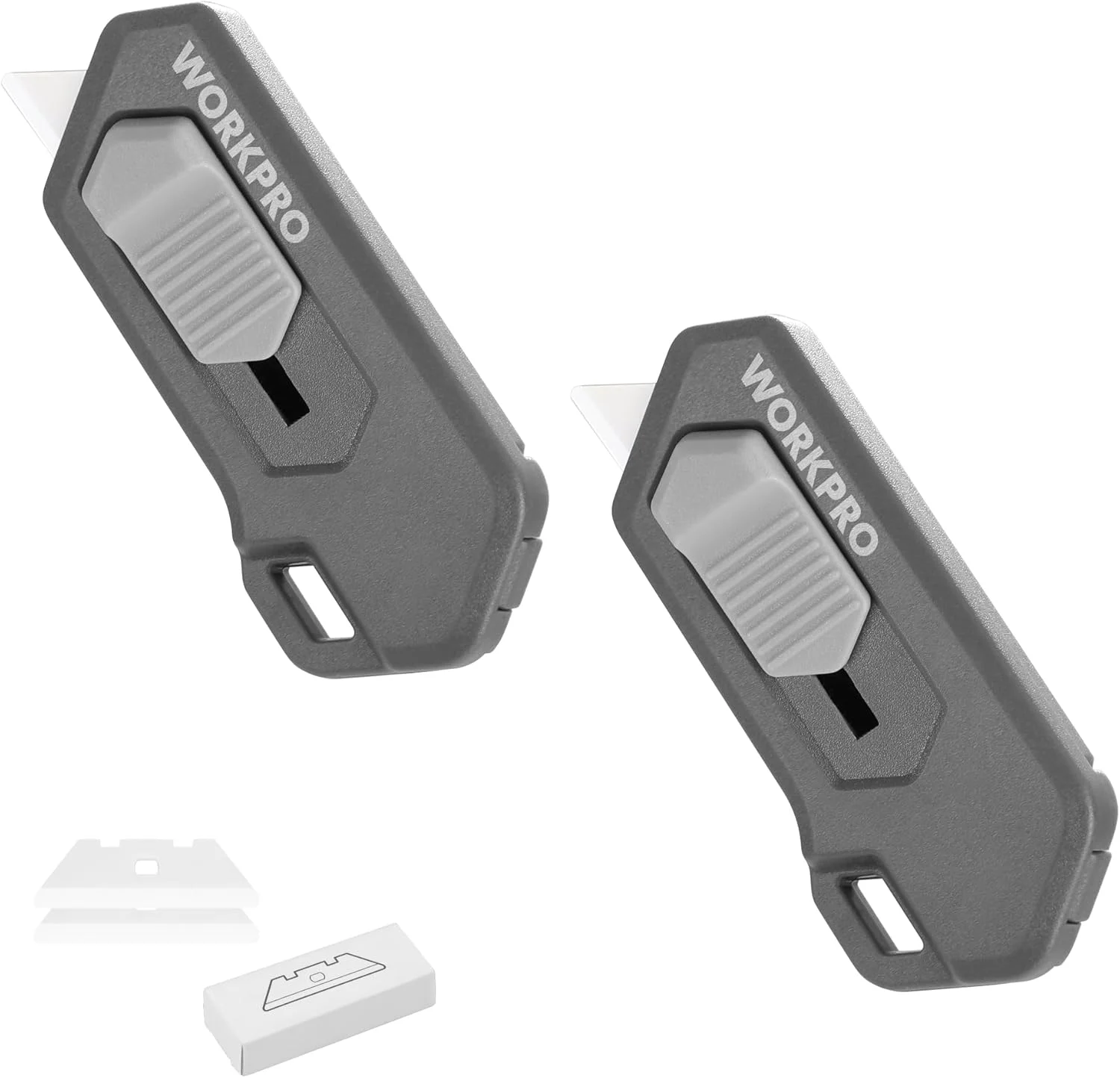WORKPRO Ceramic Small Safety Box Cutter, Automatic Rebound Mini Letter Opener, Quick Change Retractable Blade Razor Knife, with Extra Blades