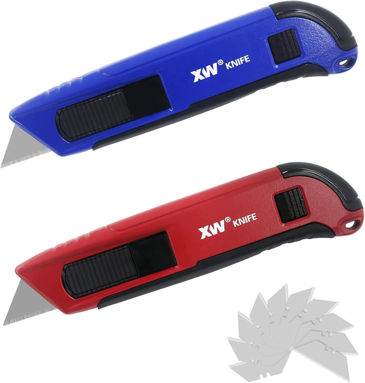 XW Auto-retractable Safety Box Cutter, Aluminum Alloy Utility Knife Self-retracting, 2-Pack